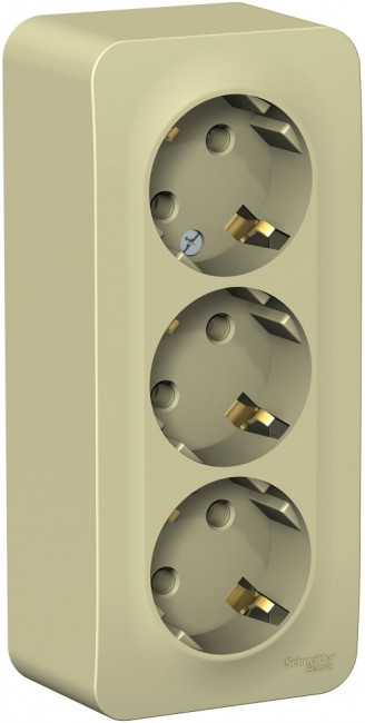 Розетка тройная с заземлением (бежевый) Systeme Electric Blanca BLNRA010317
