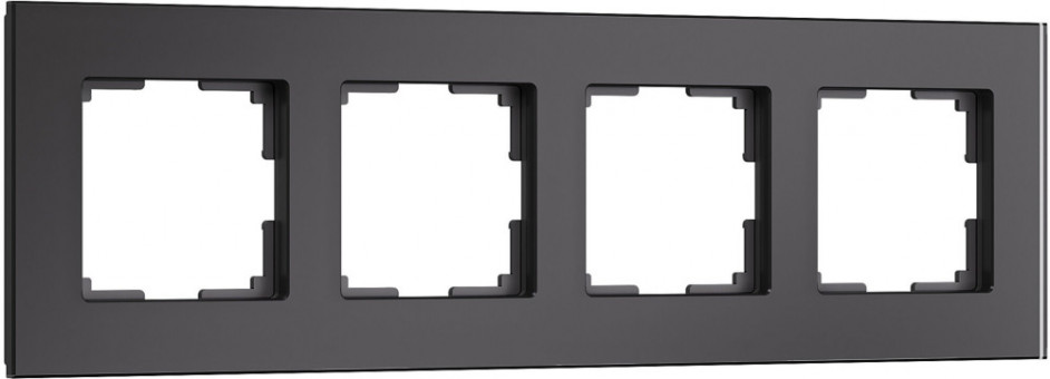 Рамка на 4 поста (черный, стекло soft-touch) Werkel W0043108 (a064575)