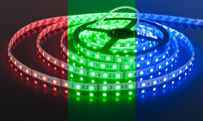 Светодиодная лента 12V 60Led 14,4W IP20 Elektrostandard 5050 RGB, 5м