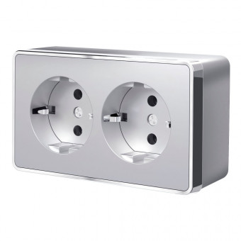 Розетка двойная с заземлением Gallant (серебряный) Werkel W5072106 (a052776)