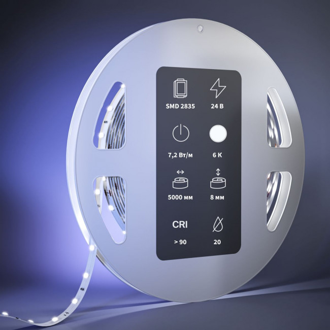 Светодиодная лента Maytoni 7,2W/m 60LED/m 2835SMD холодный белый 5M 201026