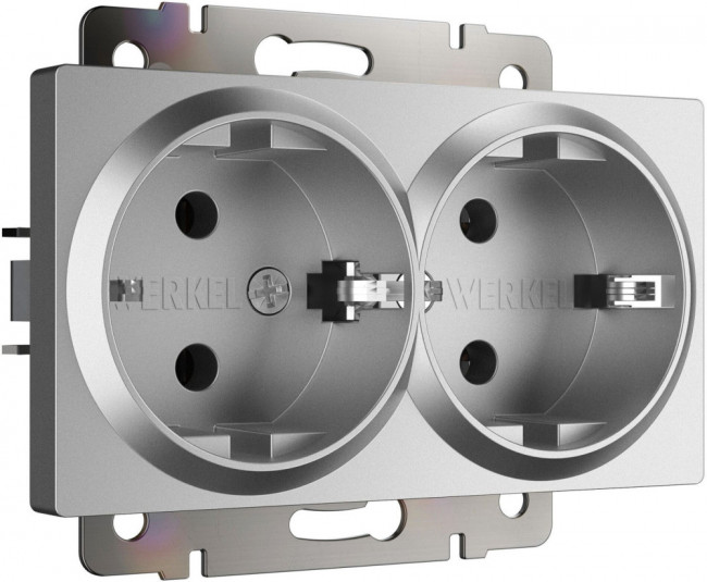 Розетка с заземлением (серебряный матовый) Werkel W1172065 (a063619)