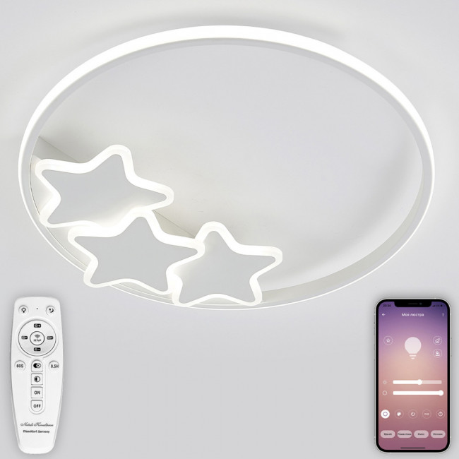 Потолочная светодиодная люстра Natali Kovaltseva Stars LED LAMPS 81180 с пультом ДУ, моб. приложением 100W, белый, LED