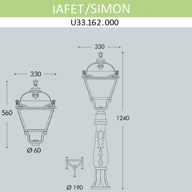 Наземный фонарь IP55 Fumagalli Simon U33.162.000.VXH27