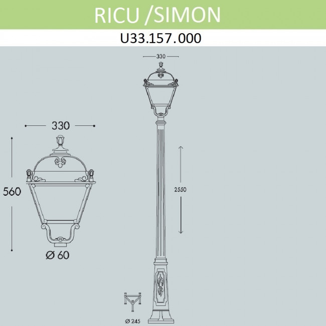 Наземный фонарь IP55 Fumagalli Simon U33.157.000.AYH27