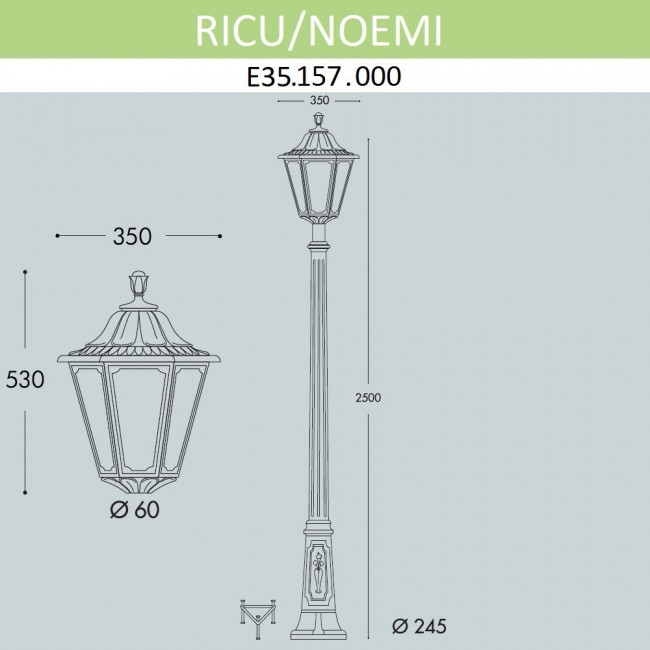 Наземный фонарь IP55 Fumagalli Noemi E35.157.000.AXH27