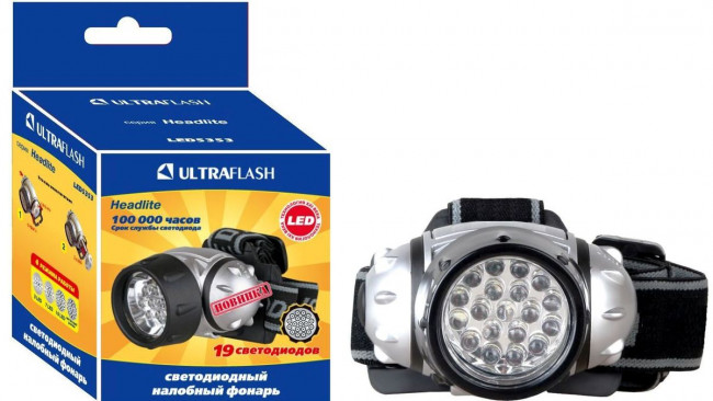 Налобный светодиодный фонарь Ultraflash Headlite от батареек 70х60 48 лм LED5353 10262 Налобный светодиодный фонарь Ultraflash Headlite от батареек 70х60 48 лм LED5353 10262