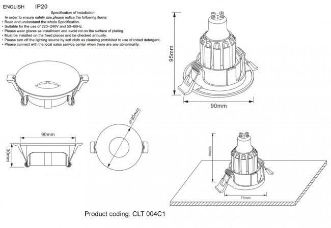 Светильник встраиваемый Crystal Lux CLT 004C1 BL