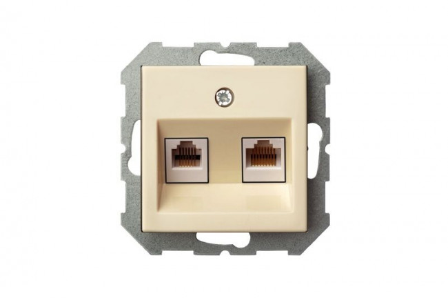Розетка 2хRJ45 Liregus Epsilon бежевый 28-083