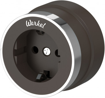 Розетка с заземлением Vintage (мокко матовый/хром) Werkel W5871052 (a055927)