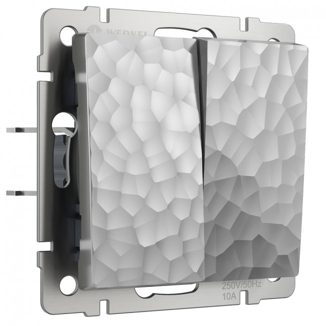 Выключатель двухклавишный (hammer серебряный) Werkel W1220006 (a052083)