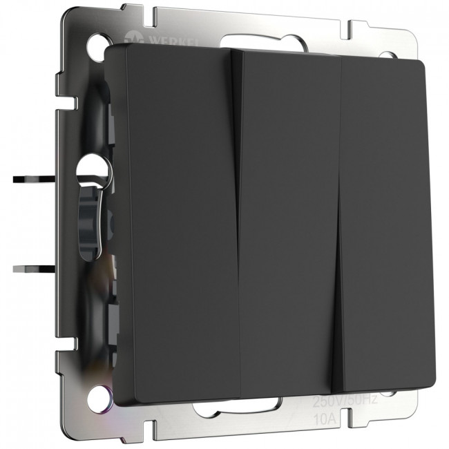 Выключатель трехклавишный (черный матовый) Werkel W1130008 (a051596)