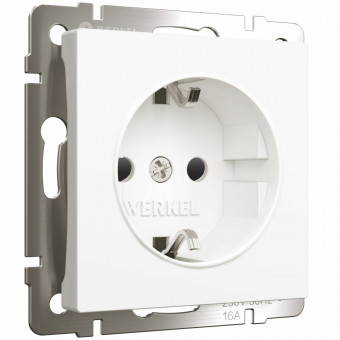 Розетка с заземлением и шторками (белый матовый) Werkel W1171161 (a059266)