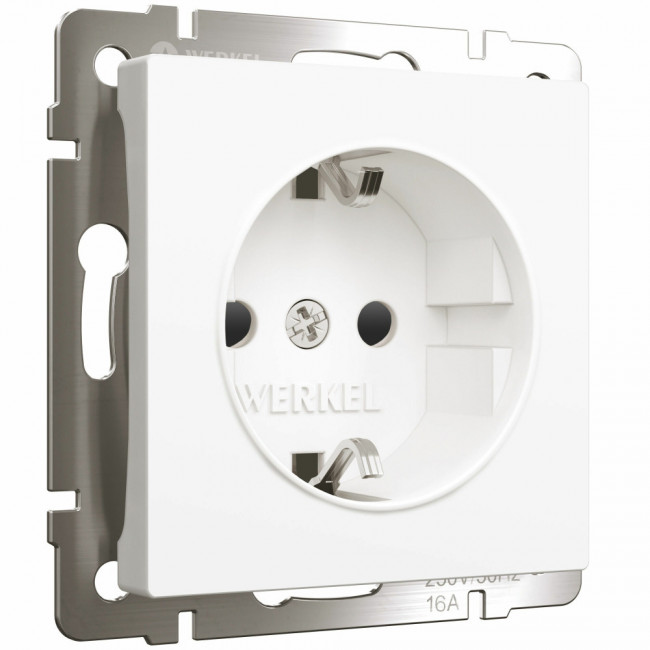Розетка с заземлением и шторками (белый матовый) Werkel W1171161 (a059266)