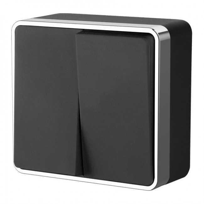 Выключатель двухклавишный Gallant (черный/хром) Werkel W5020035 (a050972)