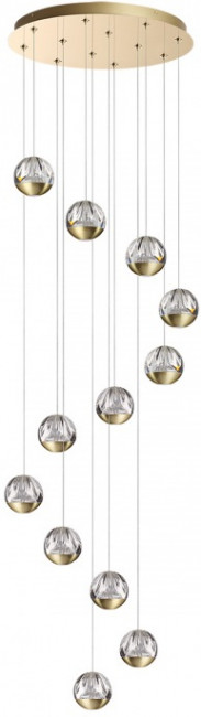 Каскадная люстра Odeon Light Sono 5101/60L под латунь/прозрачный/акрил LED 60W (12*5W) 4000K