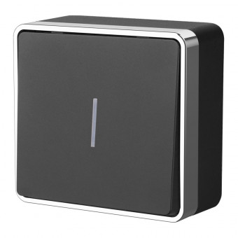 Выключатель одноклавишный с подсветкой Gallant (черный/хром) Werkel W5010135 (a050979)