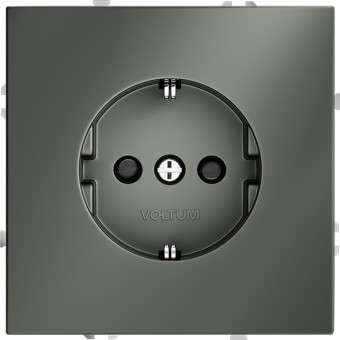Розетка с заземлением и шторками (титан) Voltum S70 VLS040206