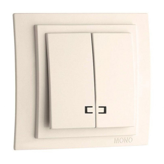 Выключатель Mono Electric Larissa двухклавишный с подсветкой слоновая кость 103-010125-103 Выключатель Mono Electric Larissa двухклавишный с подсветкой слоновая кость 103-010125-103