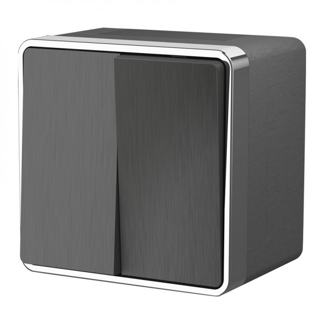 Выключатель двухклавишный влагозащищенный Gallant (графит рифленый) Werkel W5020204 (a051336)