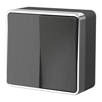 Выключатель двухклавишный Gallant (графит рифленый) Werkel W5020004 (a051337)