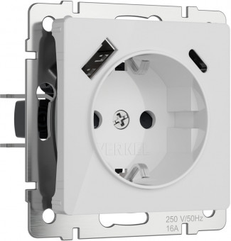 Розетка с заземлением,шторками и USB Type A+С (белый акрил) Werkel W1171741 (a064014) Розетка с заземлением,шторками и USB Type A+С (белый акрил) Werkel W1171741 (a064014)